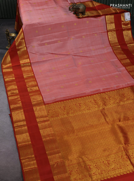 Peach & Rust  Pure Kanchipuram Silk -Buttas