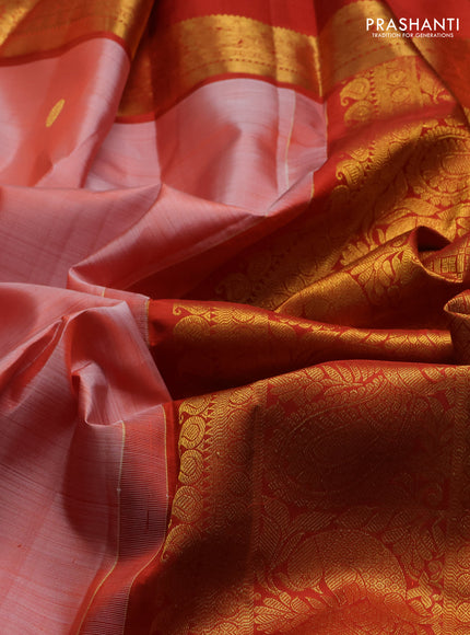 Peach & Rust  Pure Kanchipuram Silk -Buttas