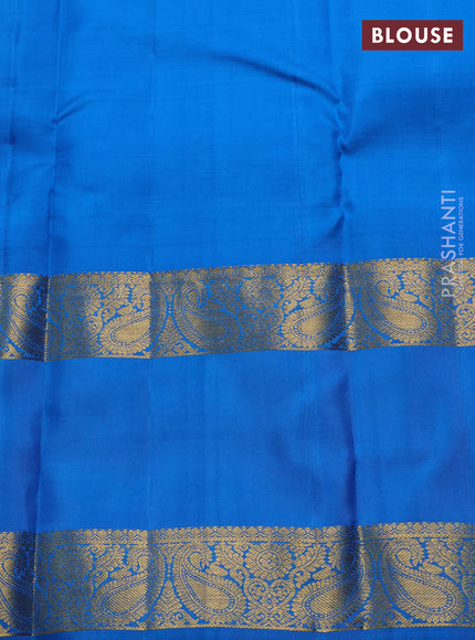 Teal Green & Cs Blue Pure Kanchipuram Silk  -Checks