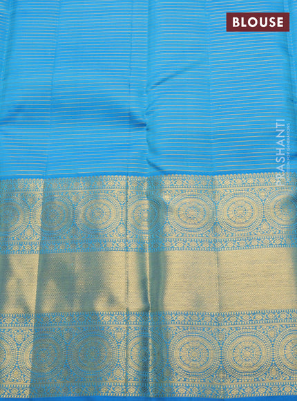 Teal Green & Cs Blue Pure Kanchipuram Silk  -Checks