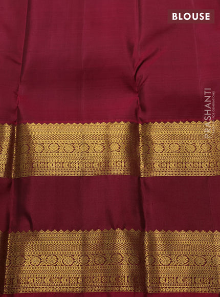 Mehendi Green & Maroon Pure Kanchipuram Silk  - Checks