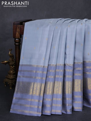 Pastel Grey & Grey Pure Kanchipuram Silk -Buttas