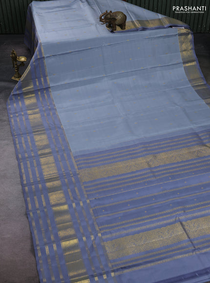 Pastel Grey & Grey Pure Kanchipuram Silk -Buttas