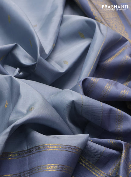 Pastel Grey & Grey Pure Kanchipuram Silk -Buttas