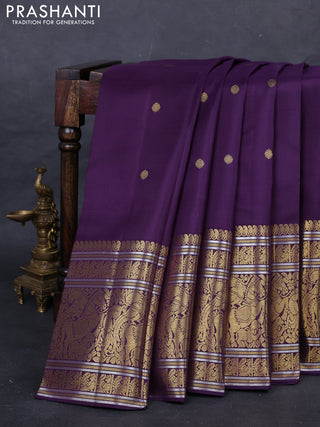 Violet Pure Kanchipuram Silk  - Buttas