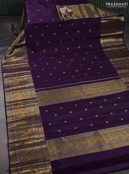 Violet Pure Kanchipuram Silk  - Buttas