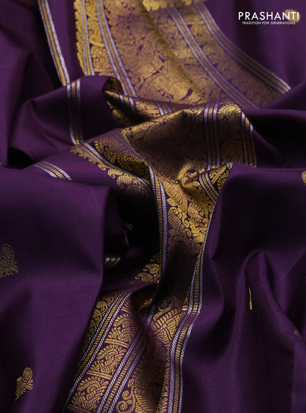 Violet Pure Kanchipuram Silk  - Buttas