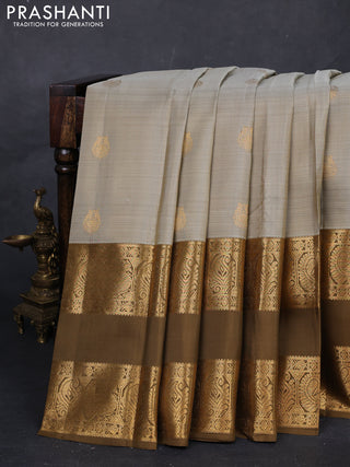 Pastel Green & Mehendi Green Pure Kanchipuram Silk  -Zari Weaves