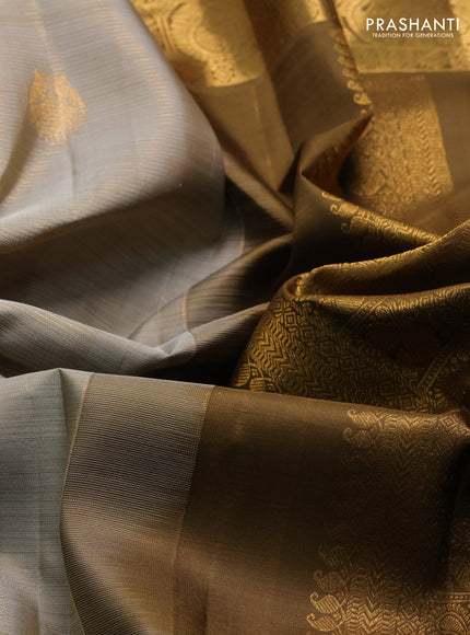 Pastel Green & Mehendi Green Pure Kanchipuram Silk  -Zari Weaves