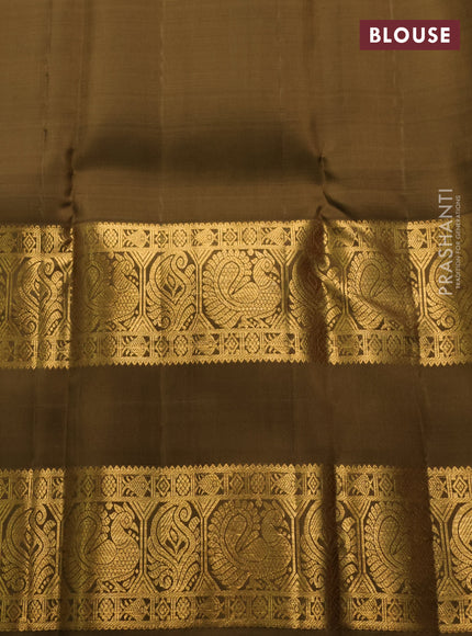 Pastel Green & Mehendi Green Pure Kanchipuram Silk  -Zari Weaves