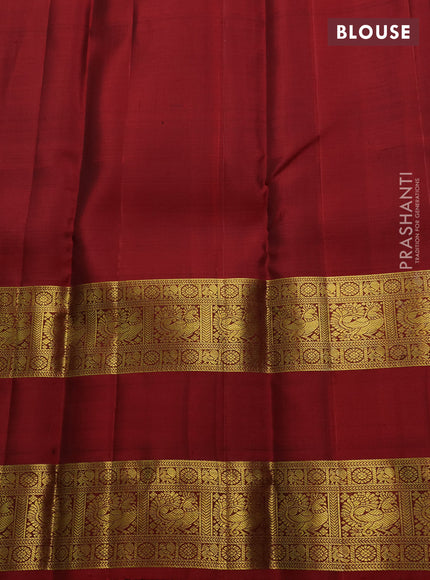 Green & Maroon Pure Kanchipuram Silk  -Buttas