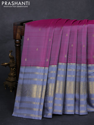 Pink & Grey Pure Kanchipuram Silk - Buttas