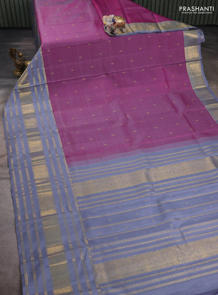 Pink & Grey Pure Kanchipuram Silk - Buttas