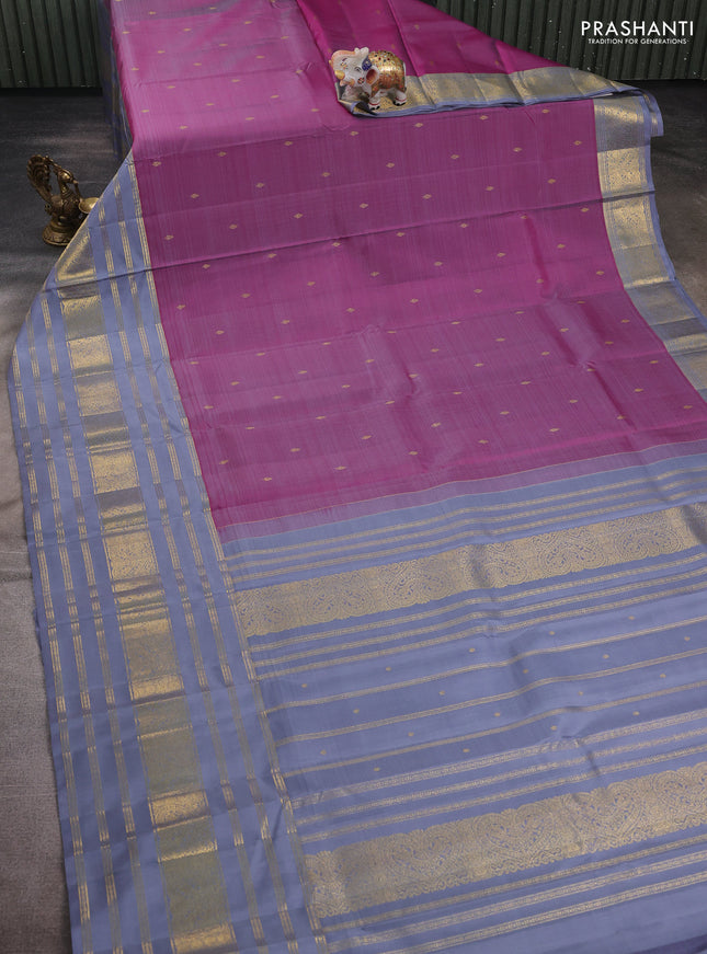 Pink & Grey Pure Kanchipuram Silk - Buttas