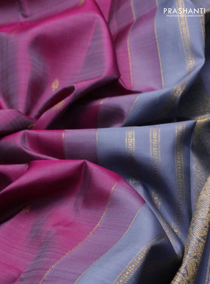 Pink & Grey Pure Kanchipuram Silk - Buttas