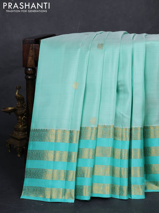 Teal Green Pure Kanchipuram Silk  - Buttas