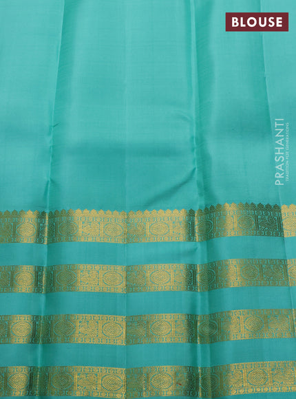 Teal Green Pure Kanchipuram Silk  - Buttas