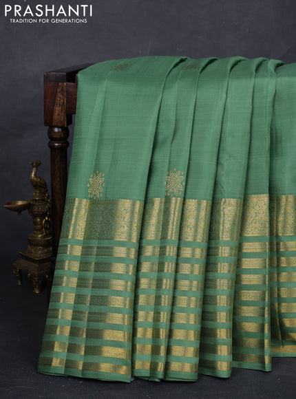 Green Pure Kanchipuram Silk  - Buttas