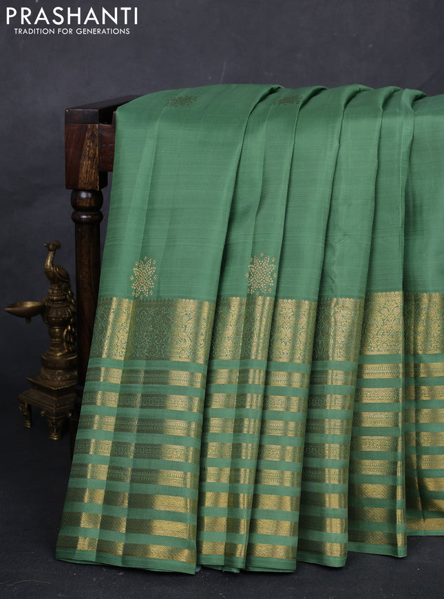 Green Pure Kanchipuram Silk  - Buttas