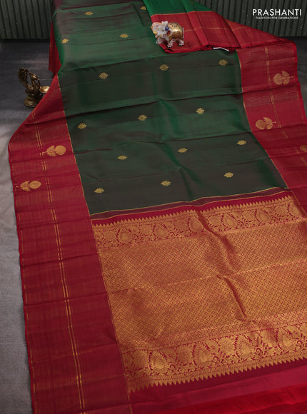 Green & Maroon Pure Kanchipuram Silk  - Buttas