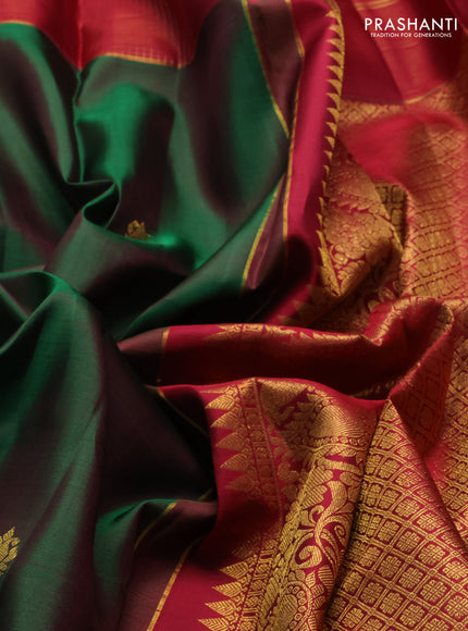 Green & Maroon Pure Kanchipuram Silk  - Buttas