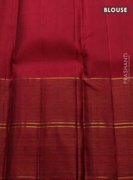 Green & Maroon Pure Kanchipuram Silk  - Buttas