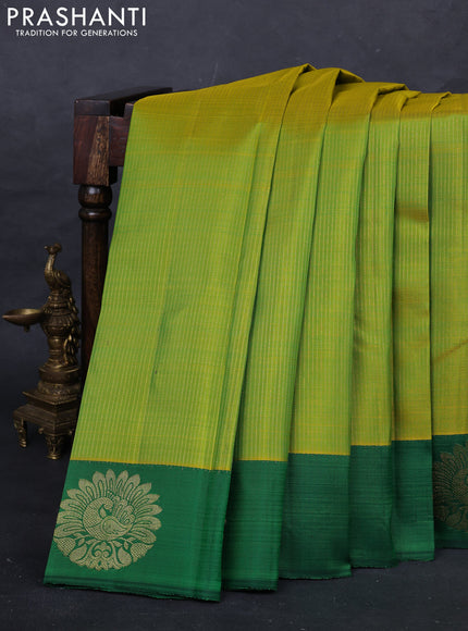 Lime Green & Green Pure Kanchipuram Silk -Zari Weaves