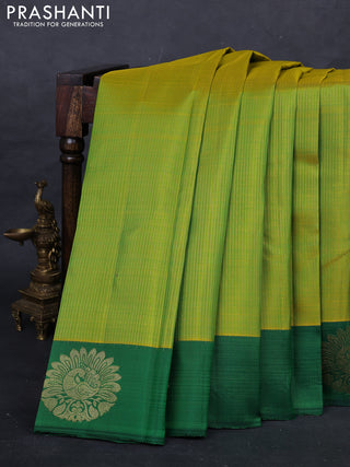 Lime Green & Green Pure Kanchipuram Silk -Zari Weaves