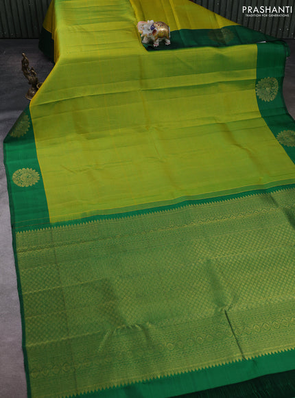 Lime Green & Green Pure Kanchipuram Silk -Zari Weaves