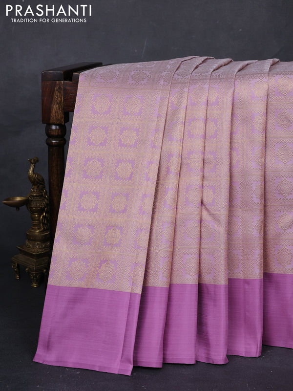 Lavender Pure Kanchipuram Silk  - Brocade