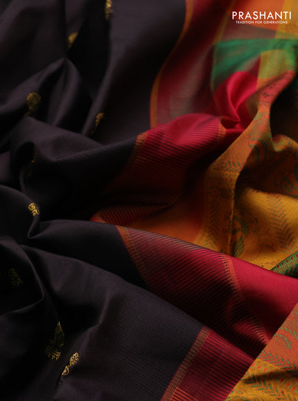 Coffee Brown & Mulite Colour Pure Kanchipuram Silk  - Buttas