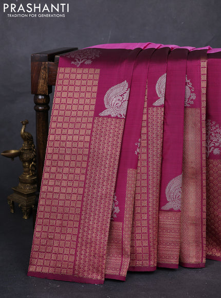 Pink & Magenta Pink Pure Kanchipuram Silk - Half & Half