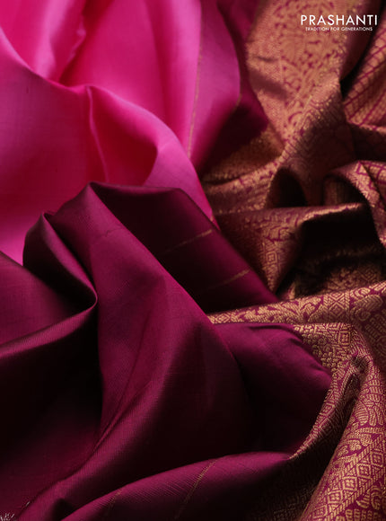 Pink & Magenta Pink Pure Kanchipuram Silk - Half & Half