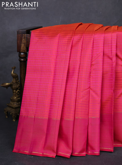 Pink Pure Kanchipuram Silk -Checks