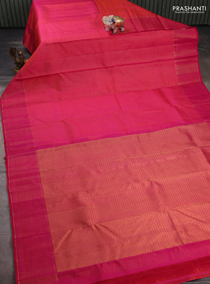 Pink Pure Kanchipuram Silk -Checks