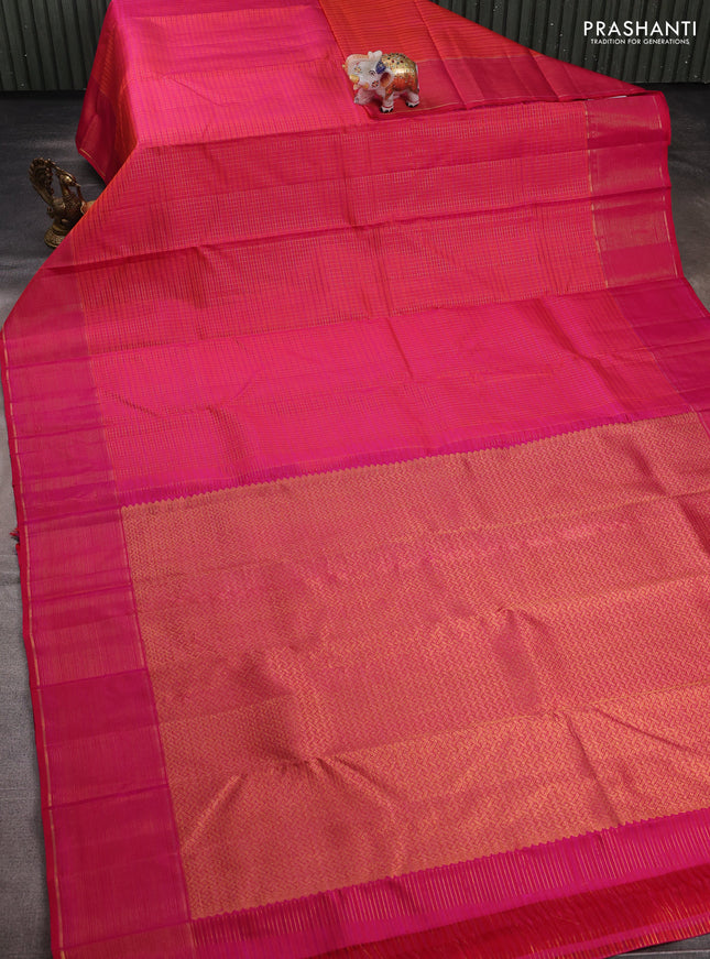 Pink Pure Kanchipuram Silk -Checks