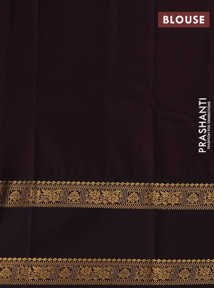 Green & Coffee  Brown Semi Kanchipuram Silk - Korvai