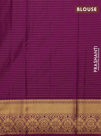 Lime Green & Magenta Pink Semi Kanchipuram Silk - Korvai