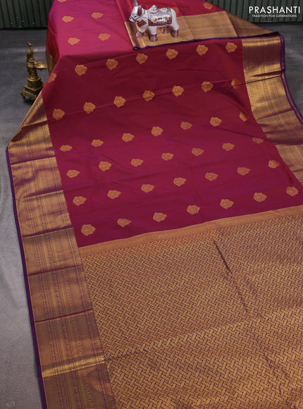 Maroon & Violet Semi Kanchipuram Silk - Korvai