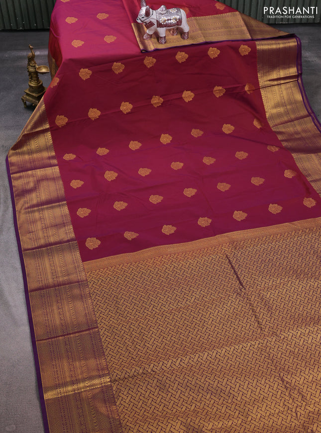 Maroon & Violet Semi Kanchipuram Silk - Korvai