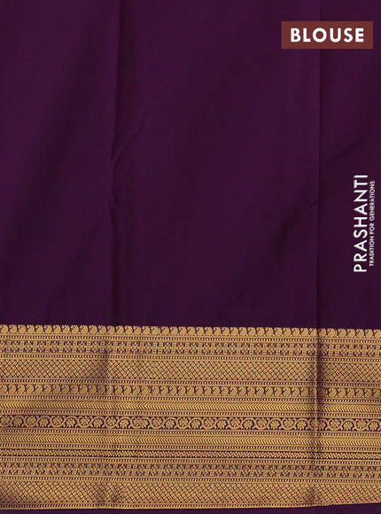 Maroon & Violet Semi Kanchipuram Silk - Korvai