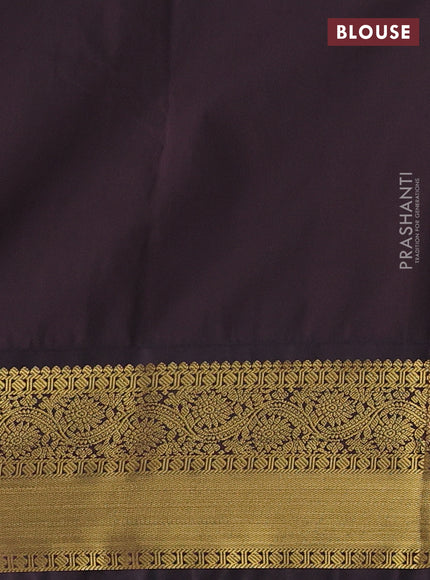 Yellow & Coffee Brown Semi Kanchipuram Silk - Korvai