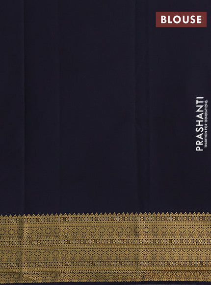 Teal Green & Navy Blue Semi Kanchipuram Silk - Korvai