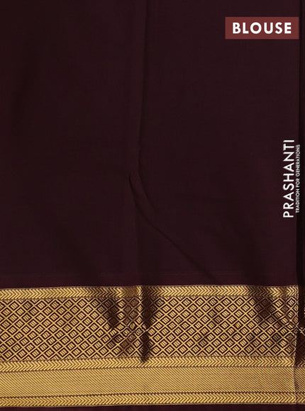 Lavender & Coffee Brown Semi Kanchipuram Silk - Korvai