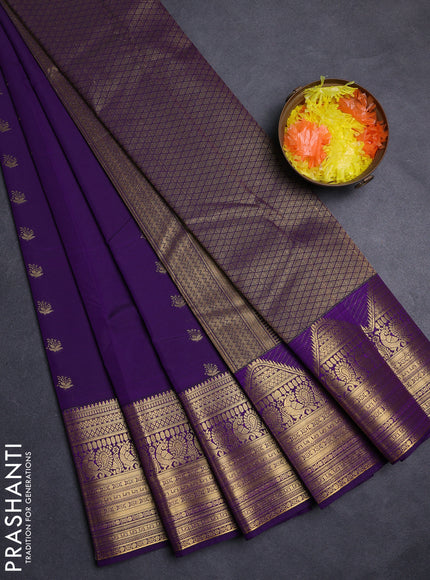 Violet Semi Kanchipuram Silk - Korvai