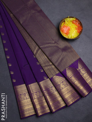 Violet Semi Kanchipuram Silk - Korvai