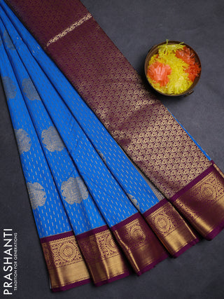Cs Blue & Purple Semi Kanchipuram Silk - Korvai