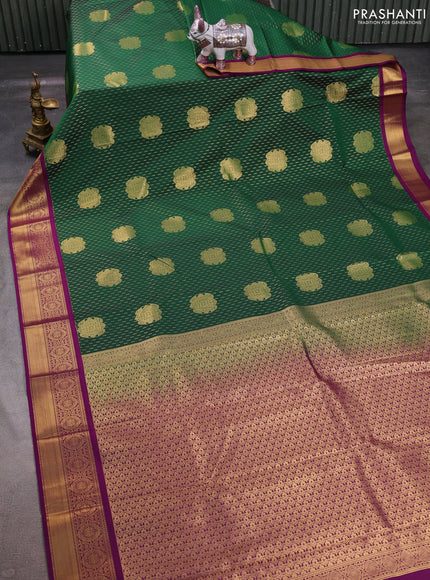 Green & Purple Semi Kanchipuram Silk - Korvai