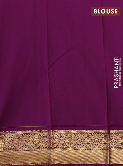 Green & Purple Semi Kanchipuram Silk - Korvai