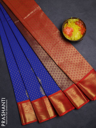 Blue & Orange Semi Kanchipuram Silk - Korvai